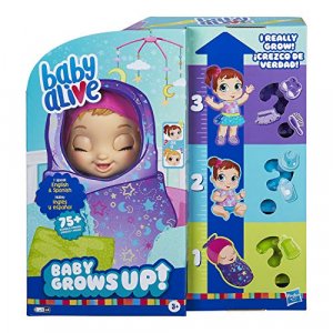Baby Alive Baby Grows Up (Dreamy) - Shining Skylar or Star Dreamer, Growing and Talking Baby Doll, Toy with 1 Surprise Doll and 8 Accessories , Blue