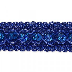 Expo 20 Yards of 2 Row 7/8 inch Metallic Stretch Sequin Trim, Blue