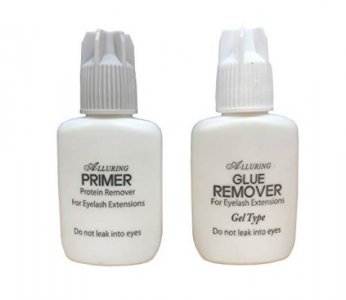 Alluring Extra Strength Adhesive Glue Remover Gel Type & Alluring Primer (Protein Remover) for Eyelash Extensions