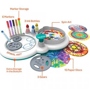 ArtCreativity Spiral Drawing Art Set for Kids - 7 Piece Kit - Includes 6-in-1 Color Pen, Drawing Templates and Sketching Pad - Unique Arts and Craft