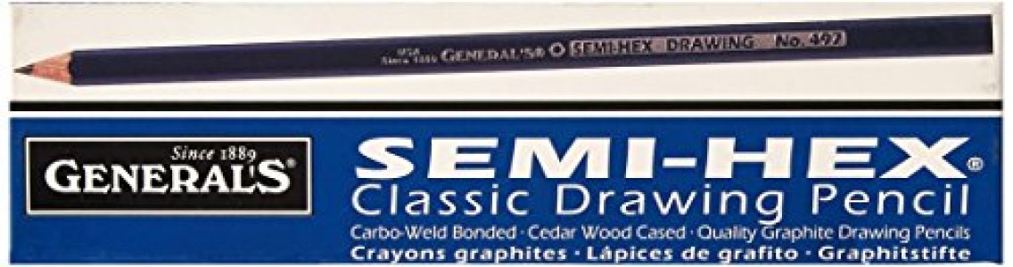 General's 497-3B Hexagonal Non-Toxic Drawing Pencil, 3B Thin Tip
