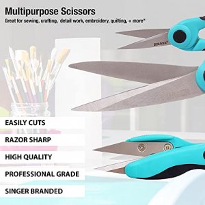 Sewing Scissors Bundle, 8.5 Heavy Duty Fabric Scissors, 4.5 Detail  Embroidery Scissors, 5 Thread Snips with Comfort Grip 