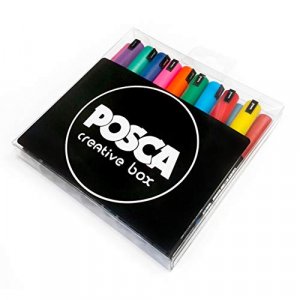 Posca PC-1MR 18 Pen Set - in Limited Edition Plastic Wallet - Extra Black and White