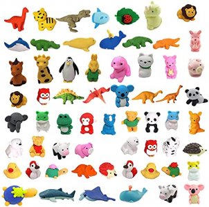 Animal Erasers Bulk Kids Pencil Erasers Puzzle Eraser Toys Mini Novelty Erasers for Party Favors, Classroom Rewards, Games Prizes, Carnival Gifts and