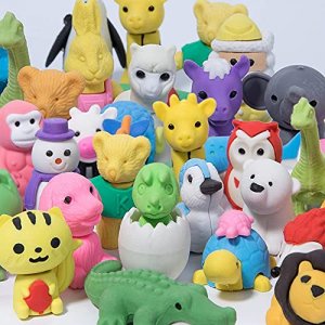 Animal Erasers Bulk Kids Pencil Erasers Puzzle Eraser Toys Mini Novelty Erasers for Party Favors, Classroom Rewards, Games Prizes, Carnival Gifts and