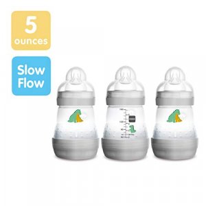 Mam - 2Pk Anti-Colic Baby Bottles 5Oz Slow Flow, Unisex White