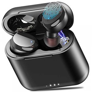 TOZO T6 True Wireless Earbuds Bluetooth Headphones Touch Control with Stereo Earphones in-Ear Built-in Mic Headset Premium Deep Bass for Sport Black