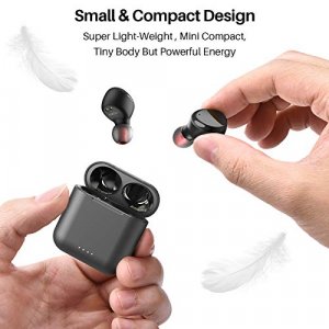TOZO T6 True Wireless Earbuds Bluetooth Headphones Touch Control with Stereo Earphones in-Ear Built-in Mic Headset Premium Deep Bass for Sport Black