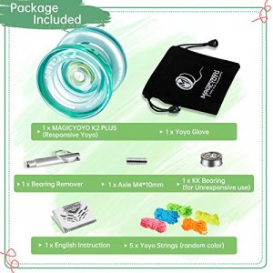 MAGICYOYO K2 Plus Crystal Responsive Yoyo for Kids, Dual Purpose Plastic Yo-yo for Beginner, Replacement Unresponsive Bearing for Intermediate, with