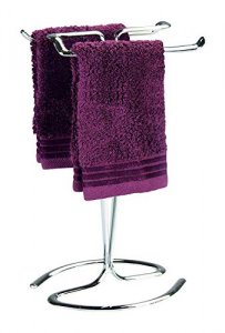 iDesign 55658 Axis Metal Hand Towel Holder for Master Bathroom, Vanities, Countertops, Kitchen, Holds 2 Finger Tip Towels, Chrome