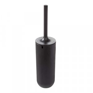 iDesign - 29567 Cade Bowl Brush and Holder, Toilet Cleaning Set for Bathroom, Matte Black 2 Each
