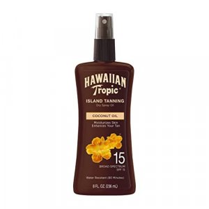 Hawaiian Tropic Sunscreen Protective Tanning Dry Oil Broad Spectrum Sun Care Sunscreen Spray - SPF 15, 8 Ounce (Packaging May Vary)