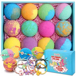 Bath Bombs for Kids with Toys inside for Girls Boys - 12 Set XXL Large Size Gift Kit, Surprise UNICORN, Bulk Handmade Bubble Bath Fizzies Spa Fizz Ba