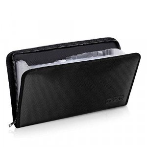 Expanding File Folder Document Organizer Fireproof Money Bag A5 Size 13 Pockets Zipper Closure Portable Filing Wallet Holder Storage for Check,Bill,R