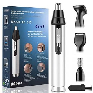 Ear and Nose Hair Trimmer for Men,Professional USB Rechargeable Nostril Nasal Mens Nose and Ear Trimmer,4 in 1 Waterproof Painless Nose Hair Clipper