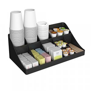 Mind Reader 11 Compartment Breakroom Coffee Condiment Organizer, Black