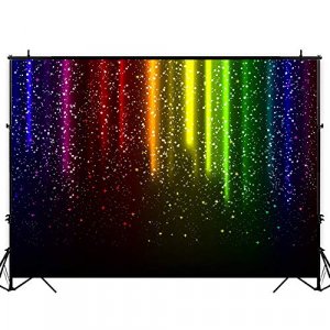 Funnytree 7x5FT Let's Glow Party Photography Backdrop for Music Dance Disco Decor Rainbow Neon Splatter Prop Cake Table Decor