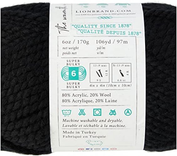 Lion Brand Yarn (1 Skein Vanna's Choice Yarn, 1 Pack, Charcoal Grey