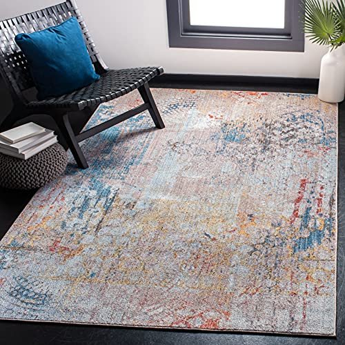 SAFAVIEH Adirondack Collection Accent Rug - 4' x 6', Blue & Silver, Modern  Abstract Design, Non-Shedding & Easy Care, Ideal for High Traffic Areas in