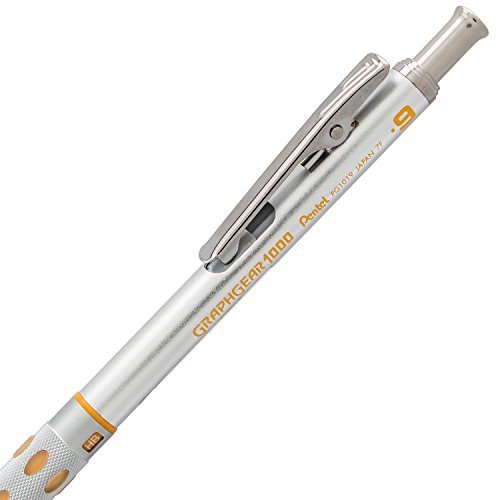  Pentel GraphGear 1000 Mechanical Pencil, (0.5mm), Black Barrel,  1 Each (PG1015A), Metallic Grey