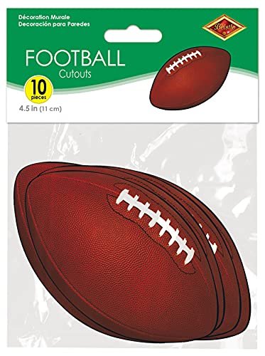 Beistle 10 Piece Miniature Paper Football Cut Outs Game Day Party  Decorations, Brown/White/Black, 4 - Imported Products from USA - iBhejo