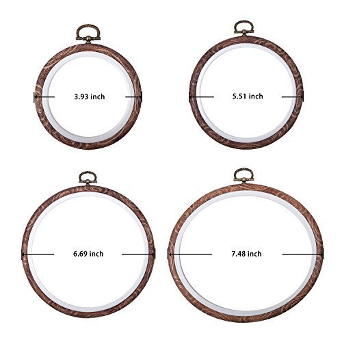joybest 4 Pcs Embroidery Hoops Set Cross Stitch Hoop Ring Imitated Wood Display Frame-Circle and Oval Hand Embroidery Kits for Art