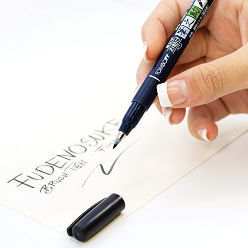 Tombow 82038 Fudenosuke Brush Pen, Soft and Hard Tip Fudenosuke Brush Pen  for Calligraphy and Art Drawings - Imported Products from USA - iBhejo