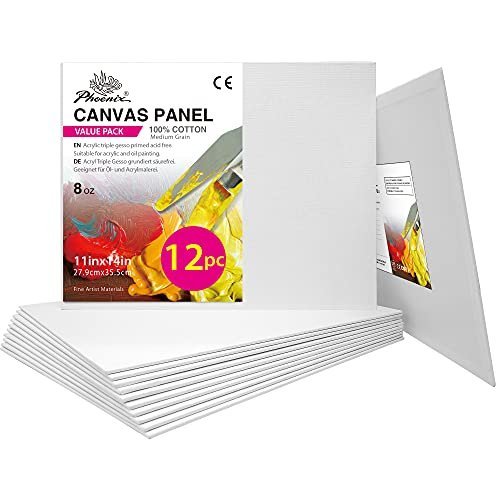 12 Pack Canvases for Painting with 11x14, Painting Canvas for Oil & Acrylic PAI