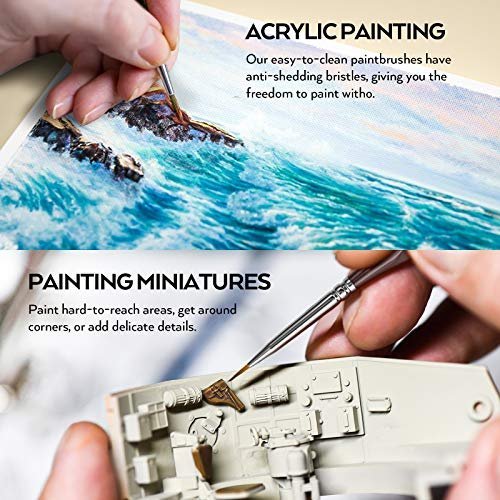 Small Miniature Paint Brushes Detail Paint Brush Set of 14 Pcs 1 Free, Tiny Model  Paint Brush Set for Detailing Acrylic Watercolor Oil 