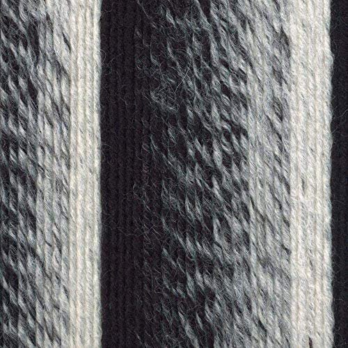 Lion Brand Yarn (1 Skein) Scarfie Bulky Yarn, Cream/Black