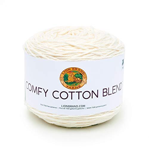 1 Skein) Lion Brand Yarn Comfy Cotton Blend Yarn, Whipped Cream