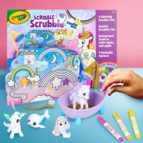 Crayola Scribble Scrubbie Peculiar Pets, Pet Care Toy, Includes Working Tub  & Washable Markers, Gifts for Kids, Ages 3+ 