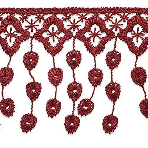 Trims By The Yard Abigail Victorian Lace Fringe Trim, Wine