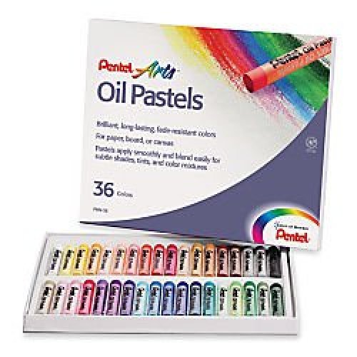 Pentel Arts Oil Pastel Set, 5/16 x 2-7/16 Inch, Assorted Colors, Set of 36