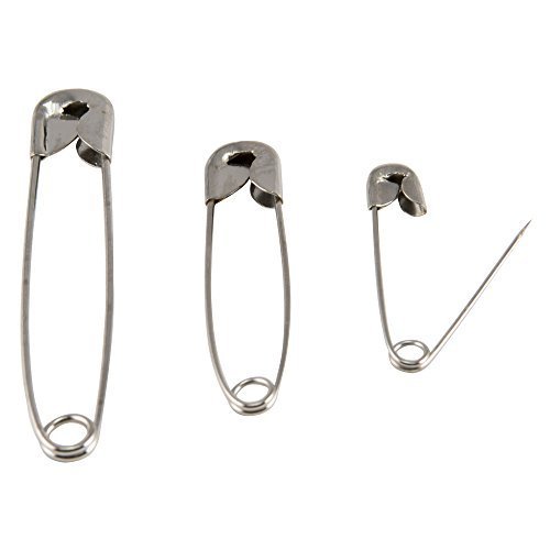 SINGER 00296 Black and White Safety Pins, Assorted Sizes, 25-Count