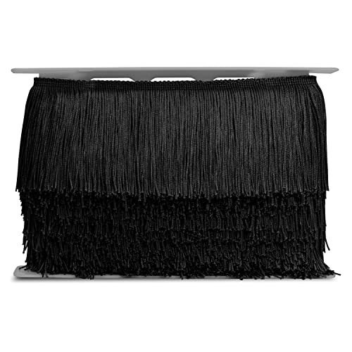 Trims by the Yard 2 Metallic Chainette Fringe Trim | Black | (10 yard cut)