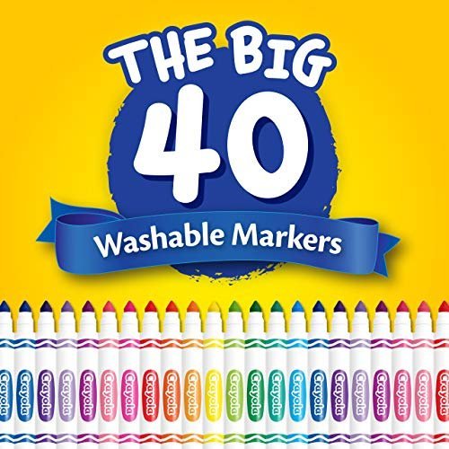 Crayola Ultra Clean Washable Markers For School, Back To School Gifts For  Kids, 40 Classic Colors