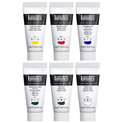 Liquitex Professional Heavy Body Acrylic Paint, 6 x 22ml (0.74-oz) Color  Set,Blue,Green,White