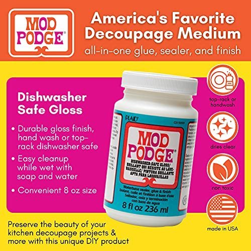 Mod Podge Dishwasher Safe Waterbased Sealer, Glue and Finish (8-Ounce),  CS15059 Gloss, 8 Ounce 