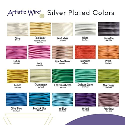 Artistic Wire, 22 Gauge Silver Plated Tarnish Resistant Colored Copper Craft Jewelry Wrapping Wire Wire, Pearl Silver, 10 yd