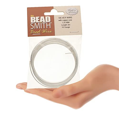 Beadsmith BWG12S 16 Gauge Silver Plated German Bead Craft Wire, 3m