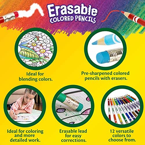 Crayola Twistables Erasable Colored Pencils, Art Tools for Kids, 12 Count