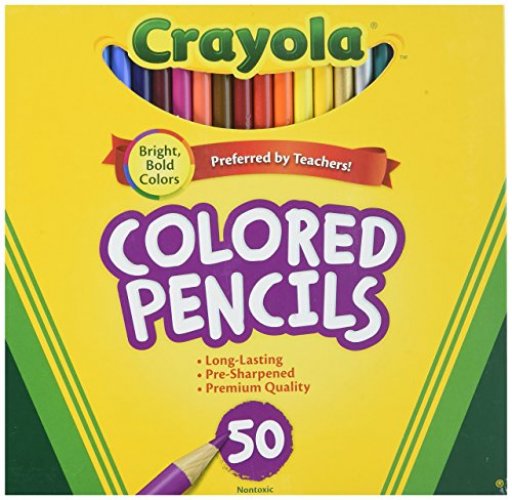 Crayola Kids' Colored Pencils, Assorted Colors, 50/Box (68-4050)