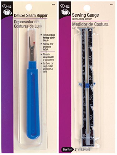 Dritz Bundle - Delux Seam Ripper 5-1/2 (638) + Sewing Gauge 6 (620) -  Imported Products from USA - iBhejo