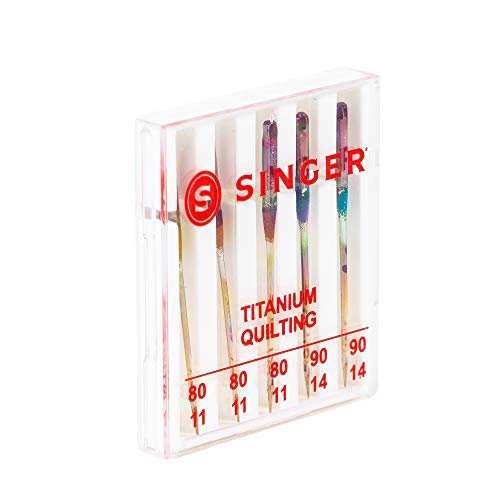 SINGER 04810 Titanium Universal Quilting Machine Needles 5-Count Assorted Sizes 