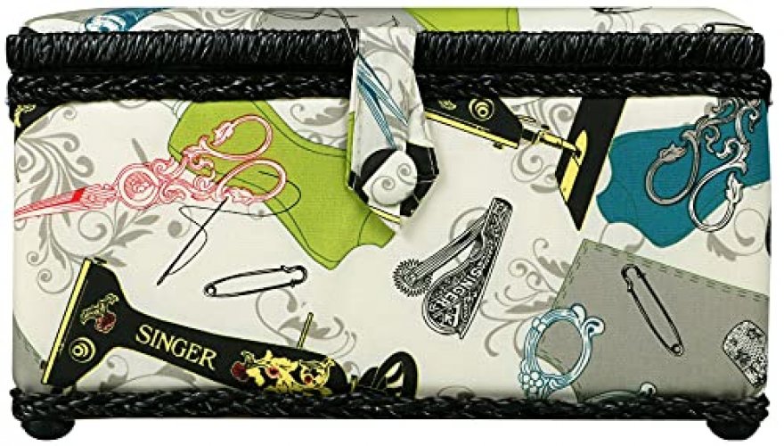 SINGER 07281 Vintage Sewing Basket with Sewing Kit Accessories