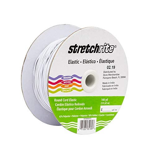 White Elastic Cord, 144 yds