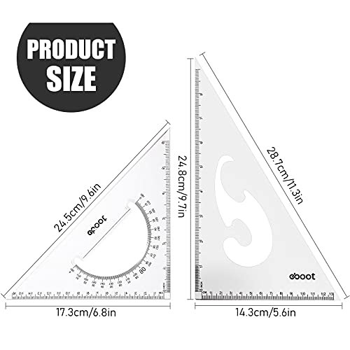 Large Triangle Ruler Set Square, 30/60 and 45/90 Degrees, Triangle Hollow