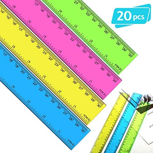 School Smart Flexible Metric Rulers, 12 Inches, Clear, Pack of 36