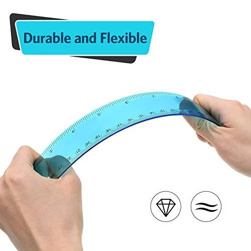 2 Pack Plastic Ruler Straight Ruler Clear See Through Measuring Acrylic Tool for Student School Office with Centimeters and Inches(6 inch+12 inch)